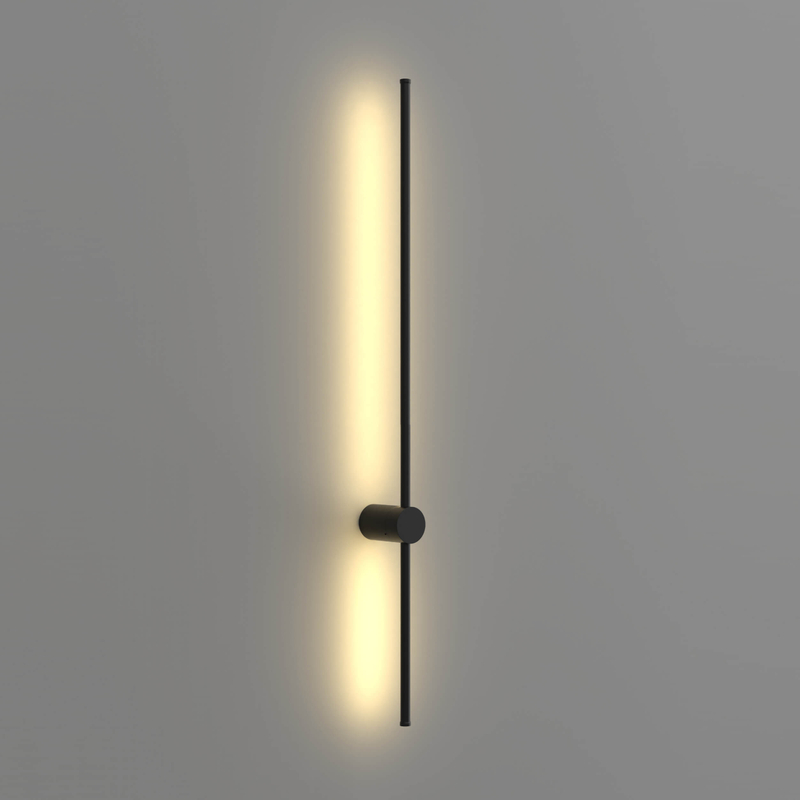 Aplique de pared con tira de metal negro