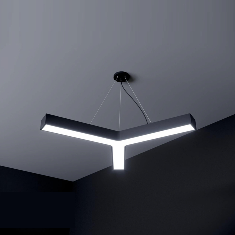 Luz de oficina lineal en forma de Y