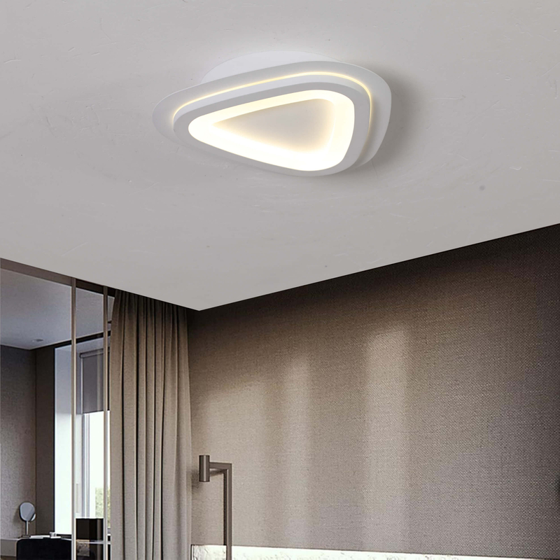 Lámpara de techo LED acrílica blanca triangular de 8W 24W 32W 42W para sala de estar, pasillo, regulable de 3000K a 6000K