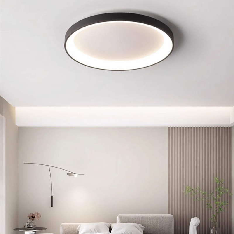 Lámpara de techo LED moderna con montaje empotrado,Lámpara negra de perfil bajo