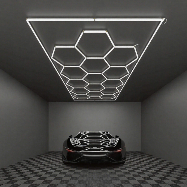 Luces de garaje LED hexagon con marco rectangular