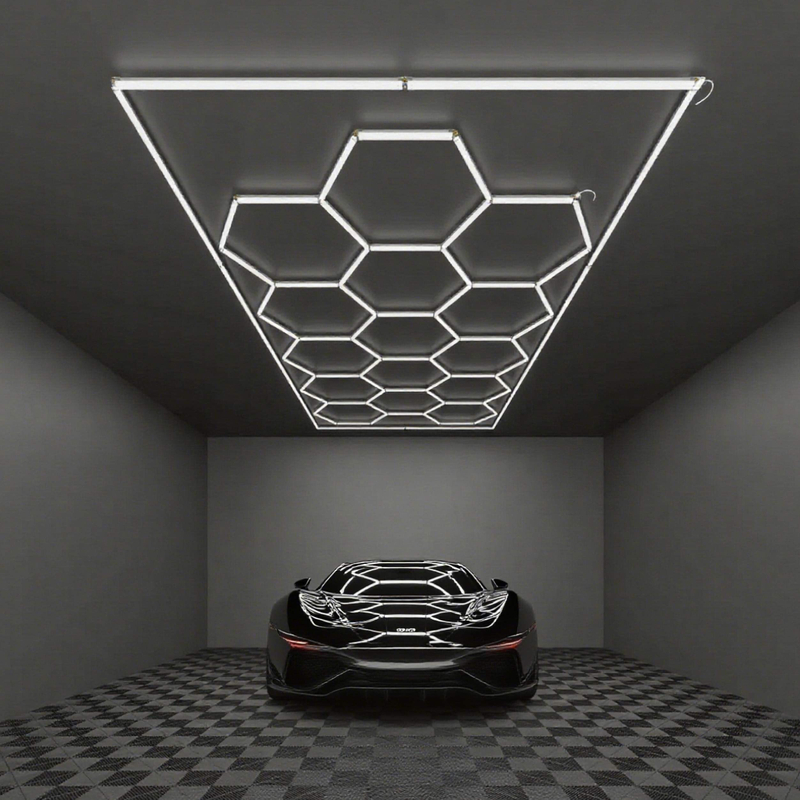 Luces de garaje LED hexagon con marco rectangular