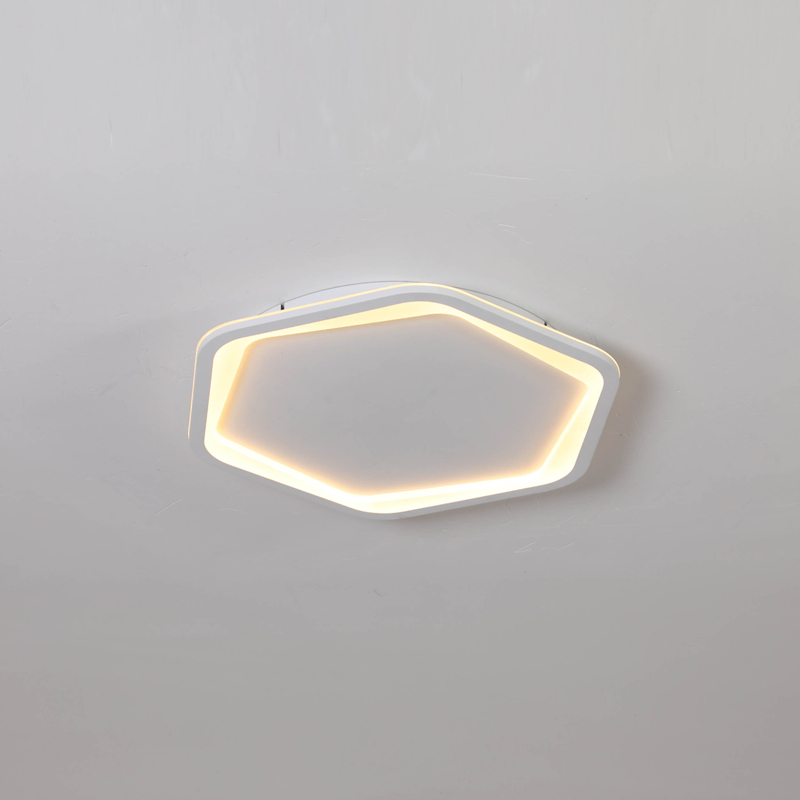 Lámpara de techo LED hexagonal PS, Tableros LED incorporados, Diseño nórdico mínimo para dormitorio