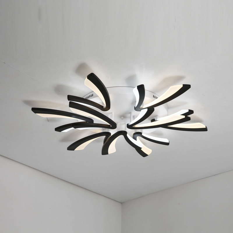 Luz de techo LED moderna, luz de techo de montaje empotrado con cuchillas curvas
