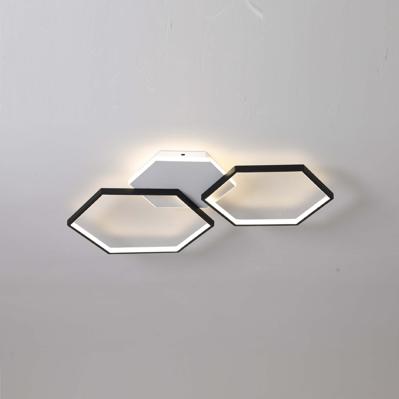 Lámpara de techo LED hexagonal con balack y blanco