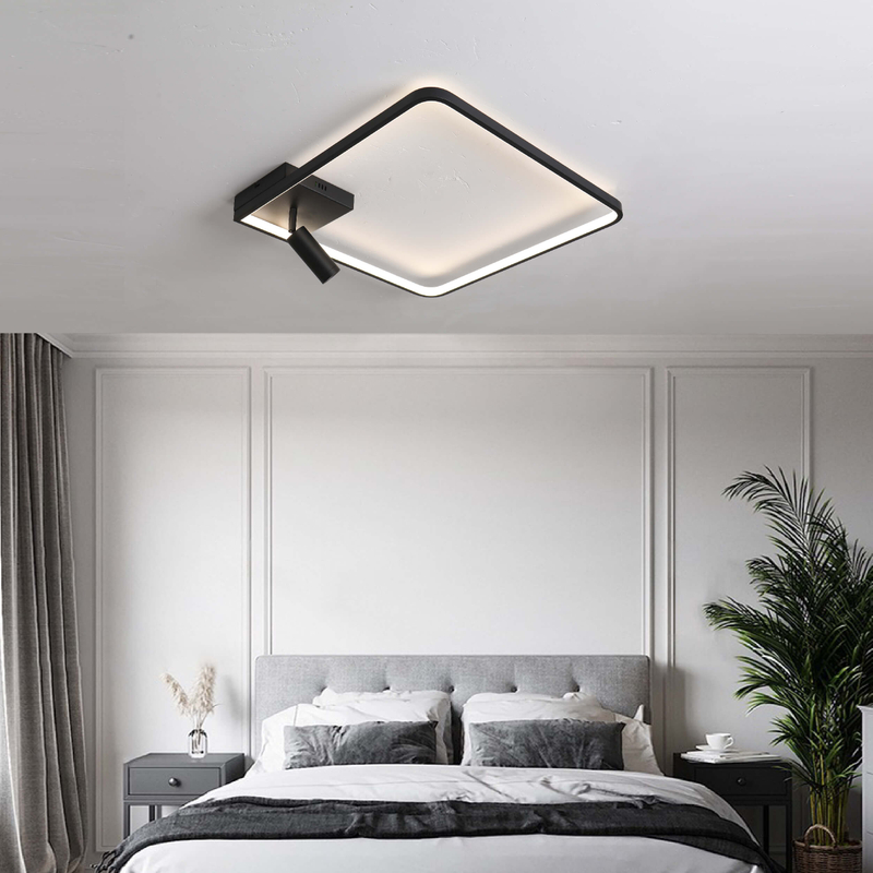 Luz de techo LED con foco LED cuadrado en blanco y negro
