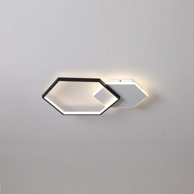 Lámpara de techo LED hexagonal con balack y blanco