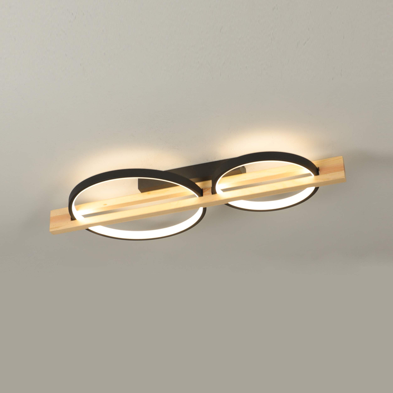 Luz de techo de LED de madera circular