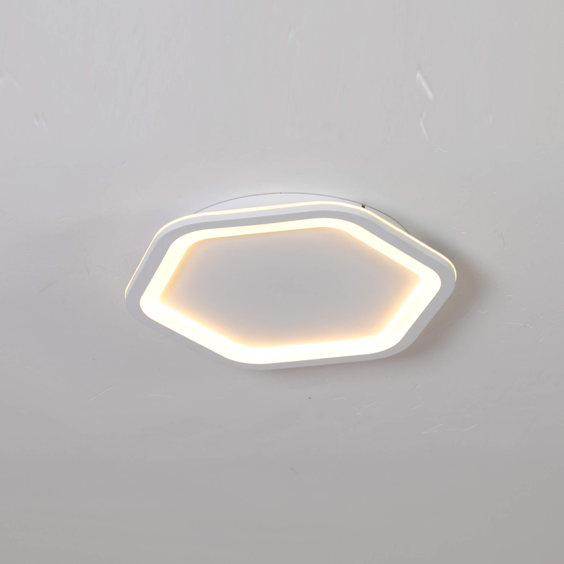 Lámpara de techo LED hexagonal PS, Tableros LED incorporados, Diseño nórdico mínimo para dormitorio