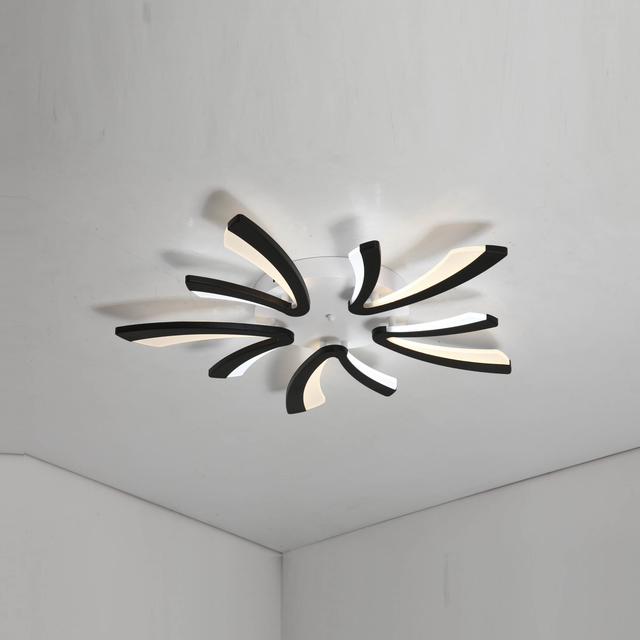 Luz de techo LED moderna, luz de techo de montaje empotrado con cuchillas curvas
