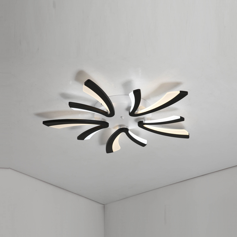 Luz de techo LED moderna, luz de techo de montaje empotrado con cuchillas curvas
