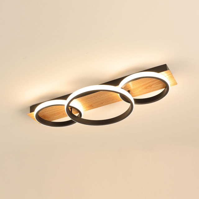 Luz de techo de estilo de madera circular nórdica