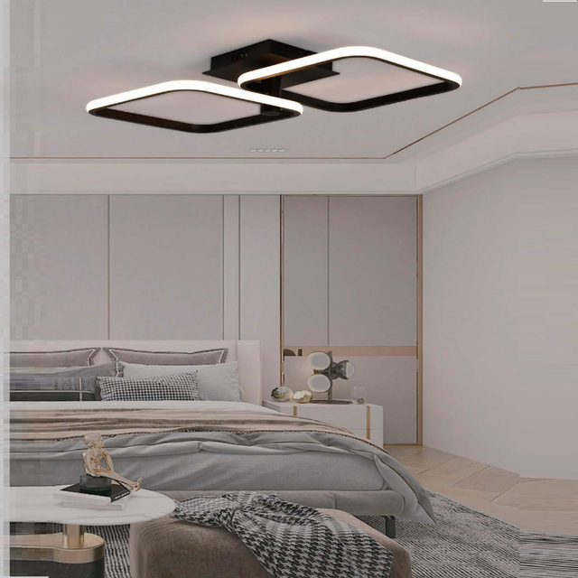 Lámpara de techo cuadrado negro para dormitorio