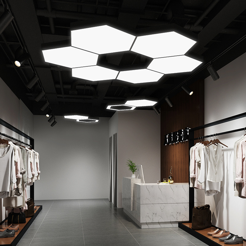 Luz LED hexagonal para espacios de oficina