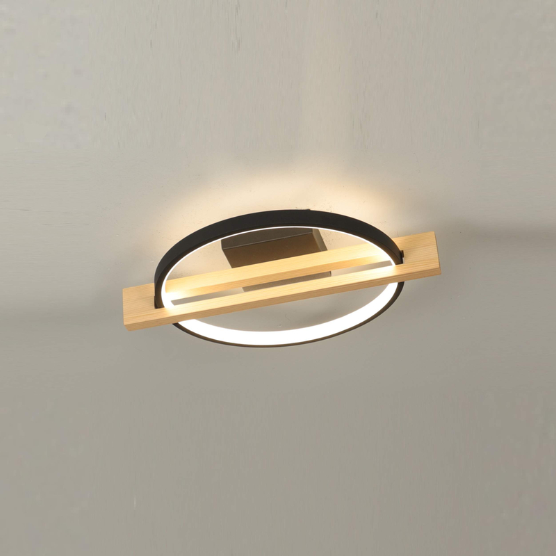 Luz de techo de LED de madera circular