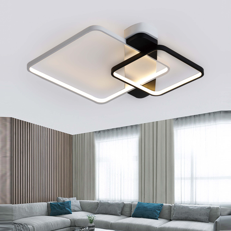 Luz de techo LED Lámpara de techo acrílica con marco de aluminio antideslumbrante, regulable, cuadrada y moderna