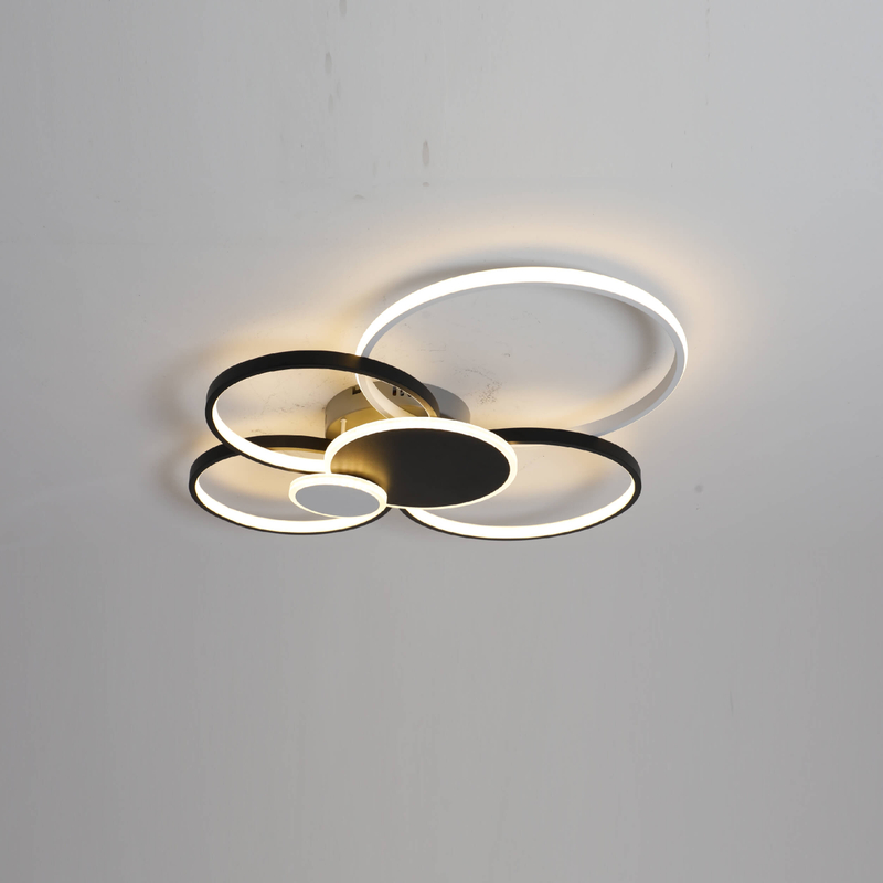 Lámpara de techo LED futurista con redondo blanco y negro