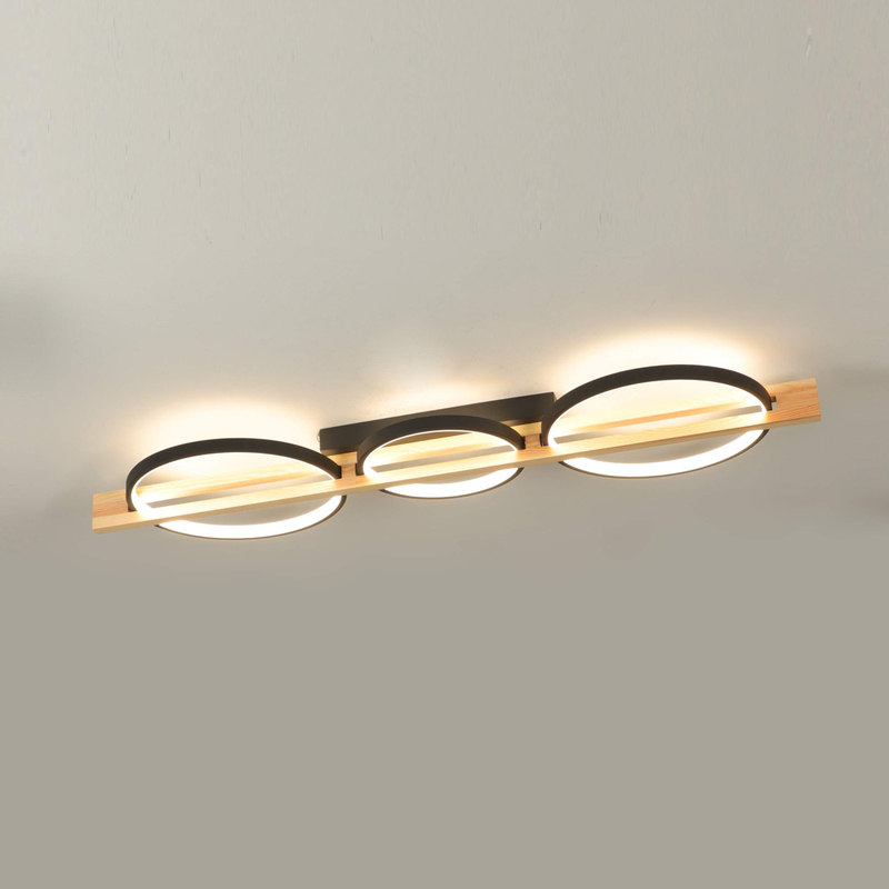 Luz de techo de LED de madera circular