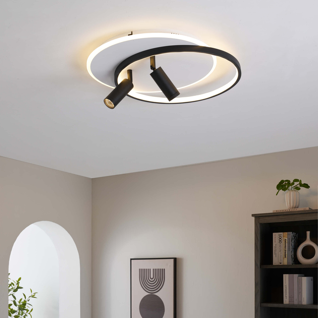 Luz de techo LED con base blanca y cuerpo negro 