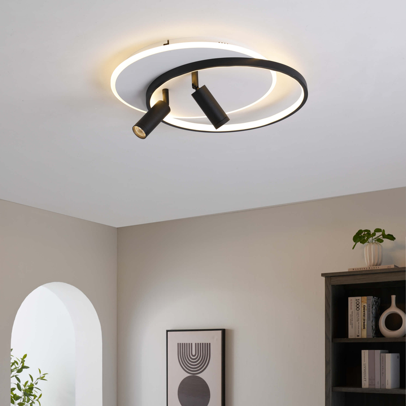 Luz de techo LED con base blanca y cuerpo negro 