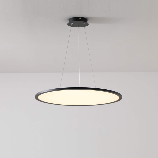 Lámpara LED moderna, lámpara negra de 1 anillo, lámparas redondas regulables con control remoto