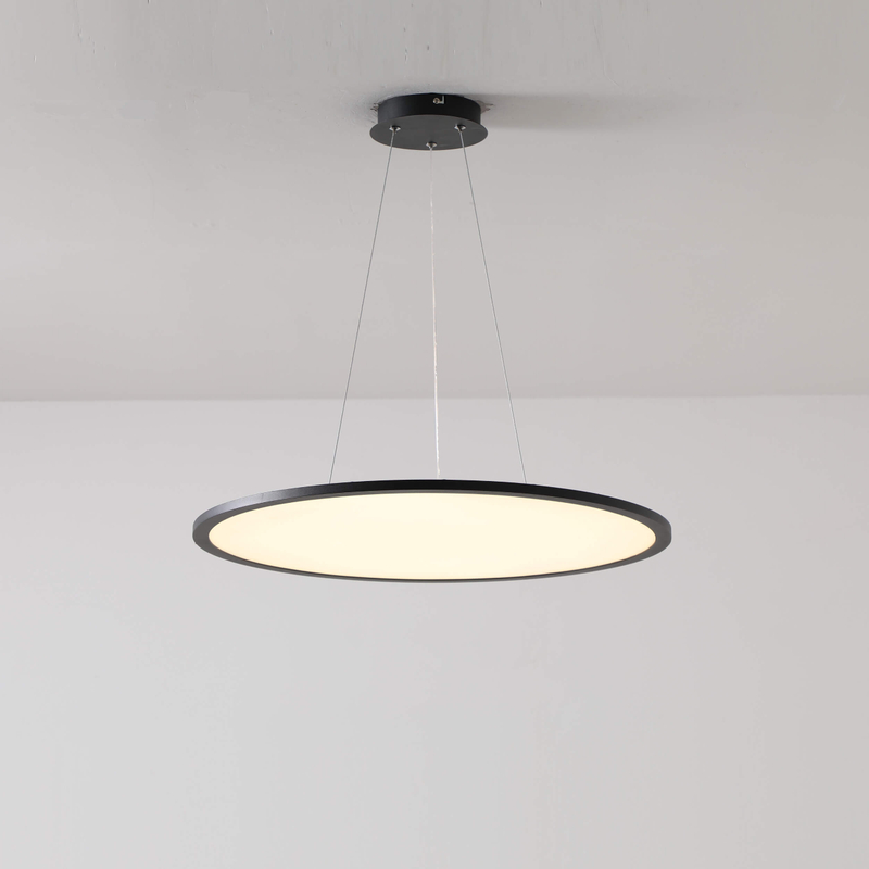 Lámpara LED moderna, lámpara negra de 1 anillo, lámparas redondas regulables con control remoto