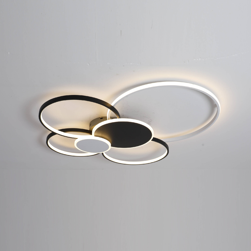 Lámpara de techo LED futurista con redondo blanco y negro