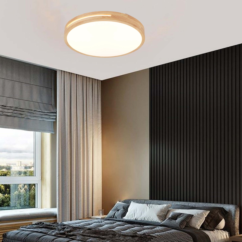 Iluminación interior de madera led de techo redondo para el techo de dormitorio
