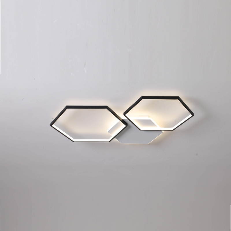 Lámpara de techo LED hexagonal con balack y blanco